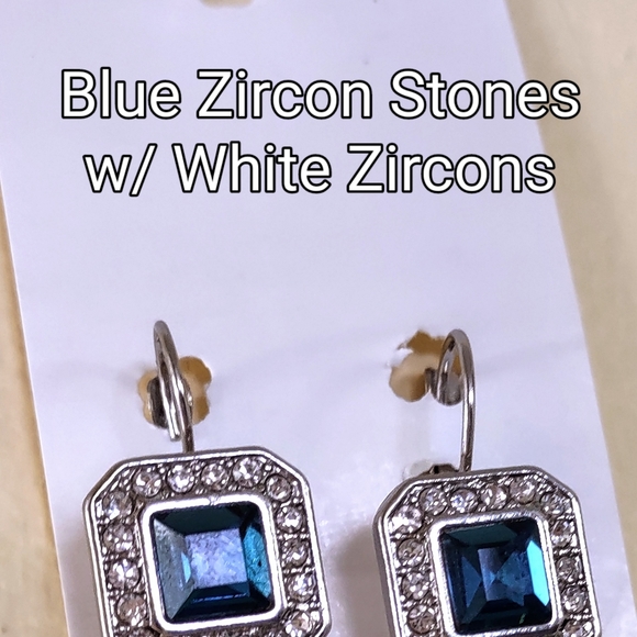 Leverback Blue Zircon Drop Earrings - Picture 15 of 15